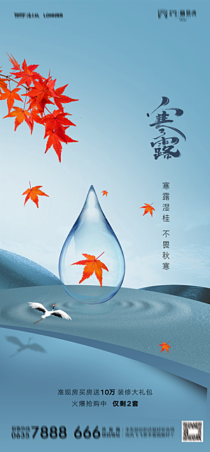 地产二十四节气寒露简约大气海报