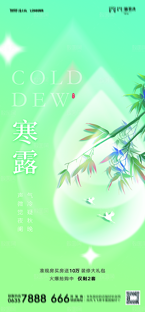 地产二十四节气寒露简约大气海报