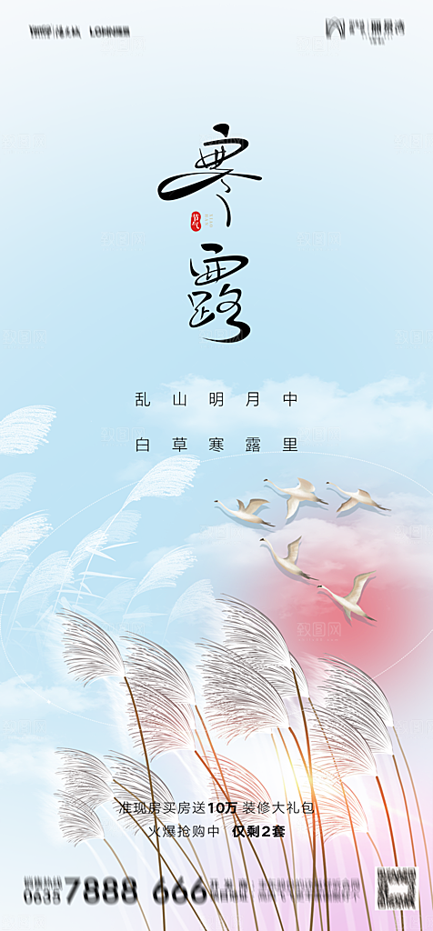 地产二十四节气寒露简约大气海报
