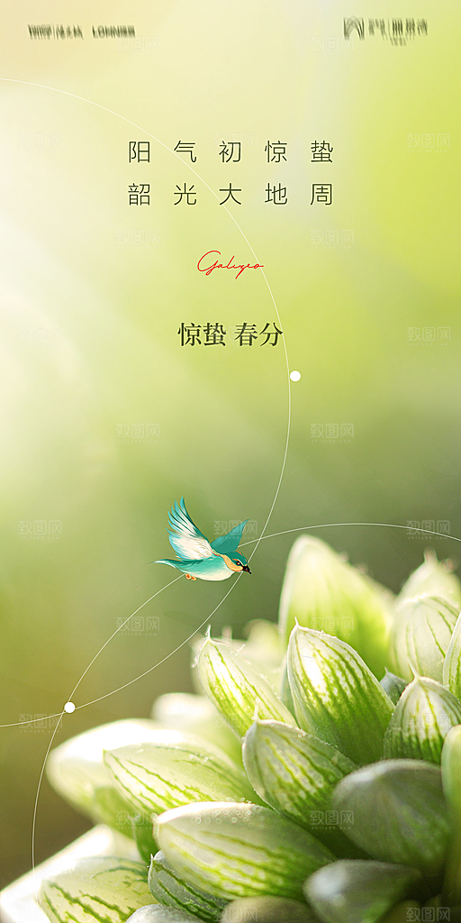 地产二十四节气惊蛰简约大气海报