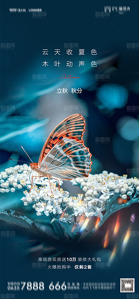 地产二十四节气立秋简约大气海报