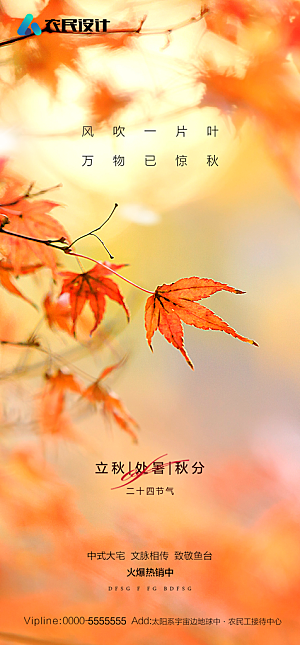 地产二十四节气立秋简约大气海报