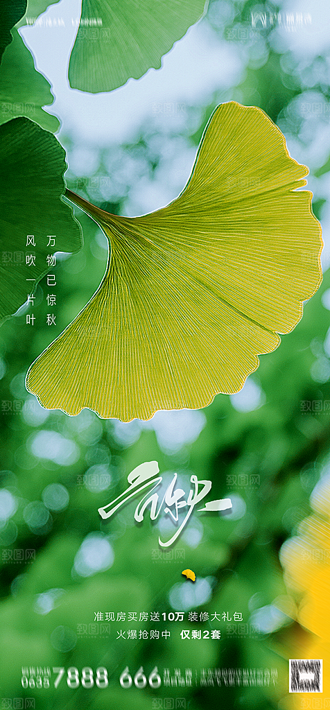 地产二十四节气立秋简约大气海报