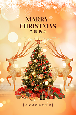 简约梦幻圣诞节促销海报