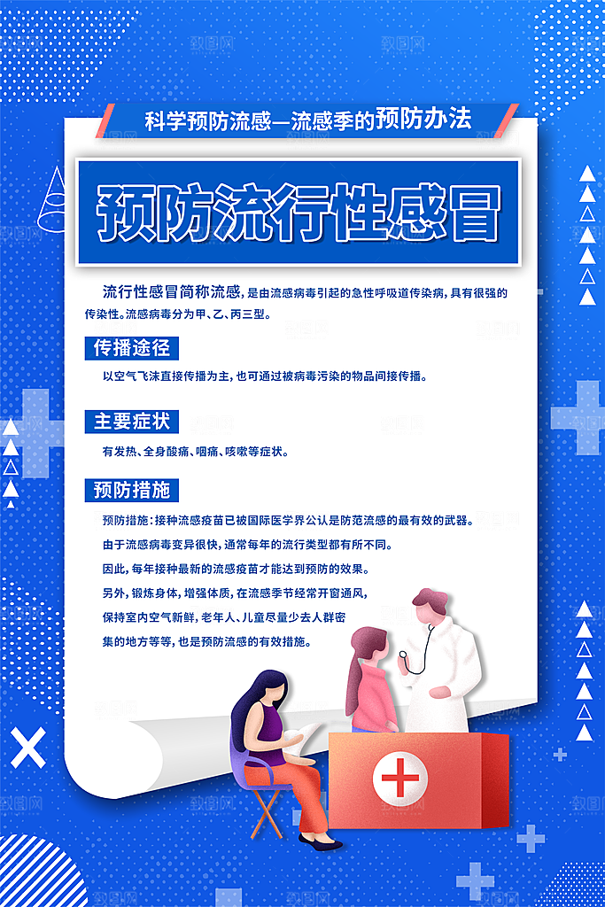医疗健康冬季感冒海报