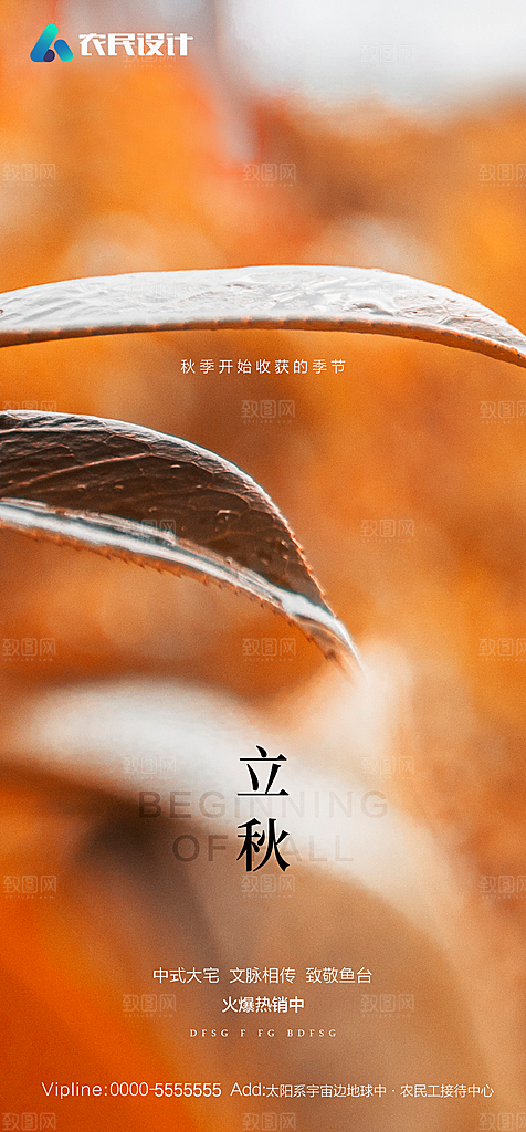 地产二十四节气立秋简约大气海报