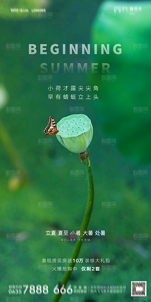 地产二十四节气立夏简约大气海报