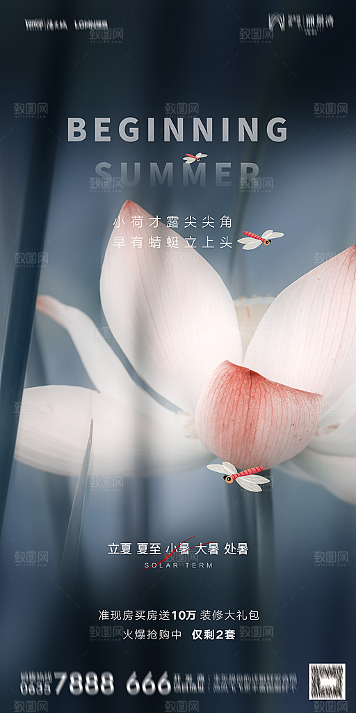地产二十四节气立夏简约大气海报