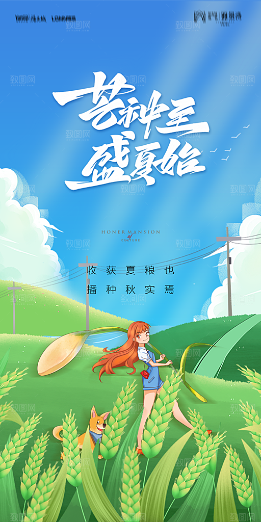 地产二十四节气芒种简约大气海报