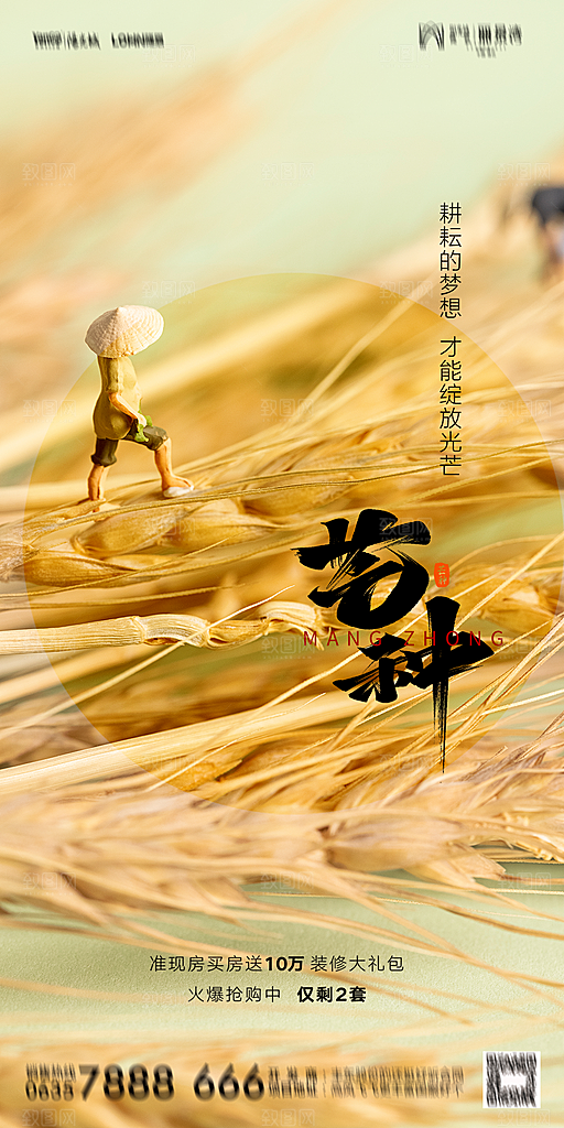地产二十四节气芒种简约大气海报