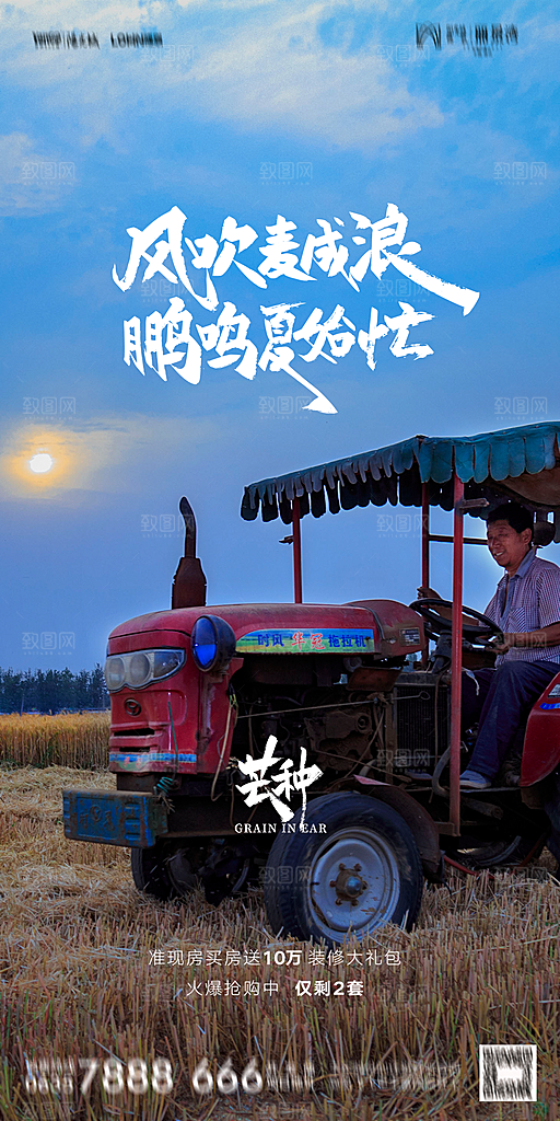 地产二十四节气芒种简约大气海报