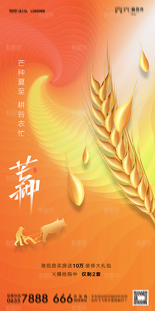 地产二十四节气芒种简约大气海报