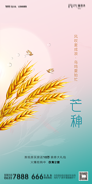 地产二十四节气芒种简约大气海报
