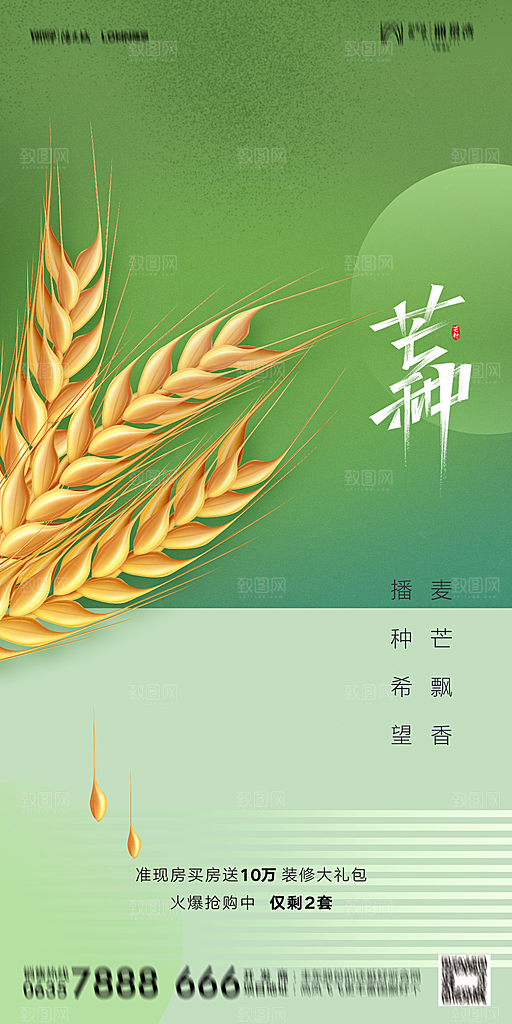 地产二十四节气芒种简约大气海报