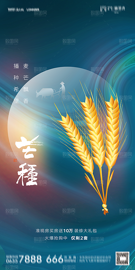 地产二十四节气芒种简约大气海报