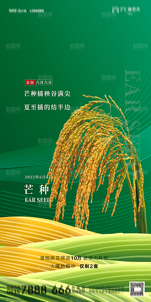 地产二十四节气芒种简约大气海报