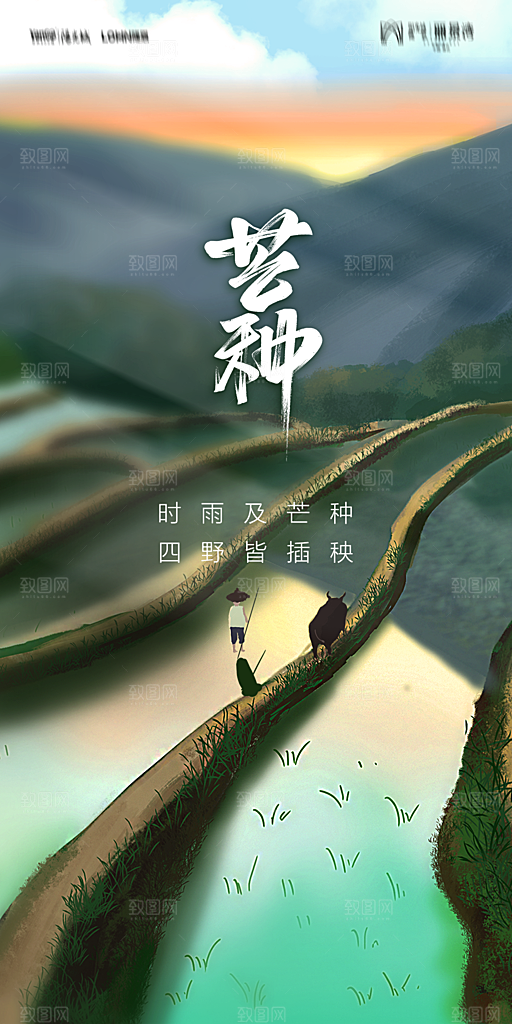 地产二十四节气芒种简约大气海报