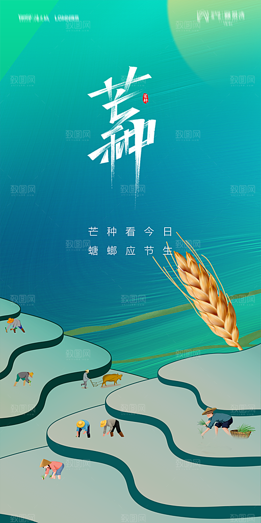地产二十四节气芒种简约大气海报