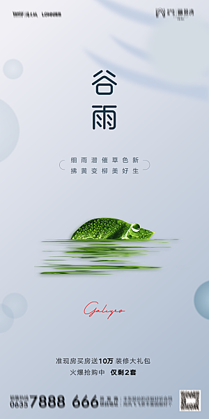 地产二十四节气雨水简约大气海报