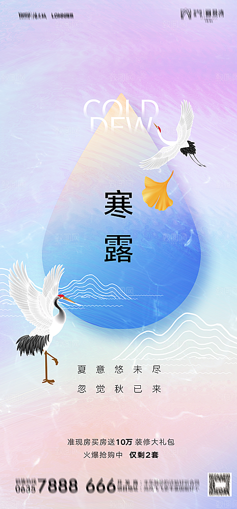 地产二十四节气寒露简约大气海报