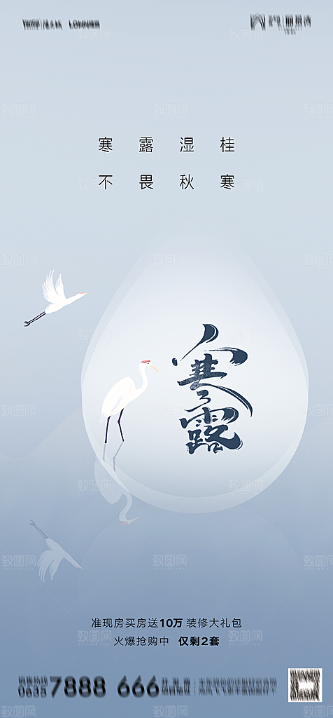 地产二十四节气寒露简约大气海报