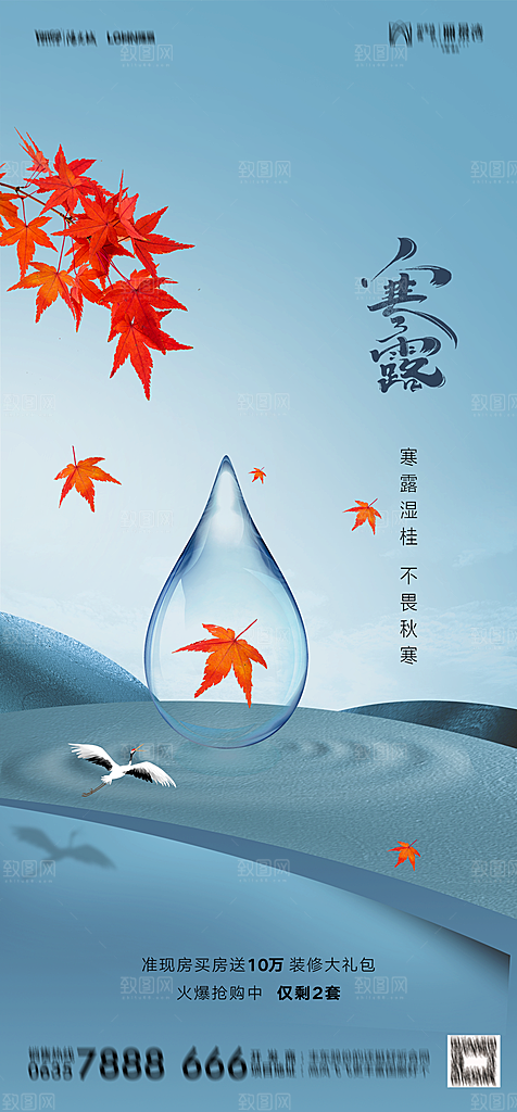 地产二十四节气寒露简约大气海报