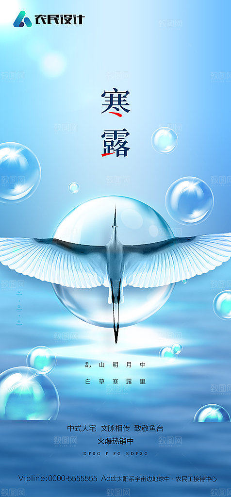 地产二十四节气寒露简约大气海报