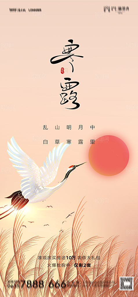 地产二十四节气寒露简约大气海报