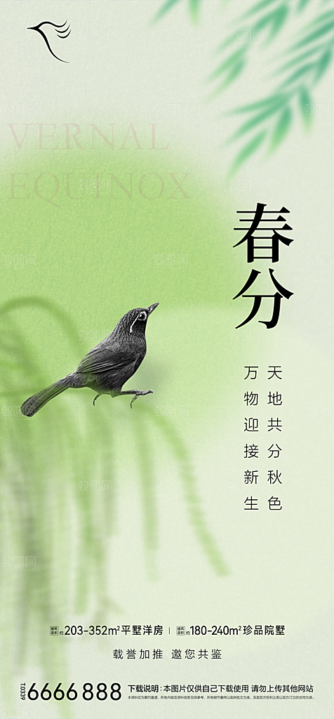 地产二十四节气春分简约大气海报