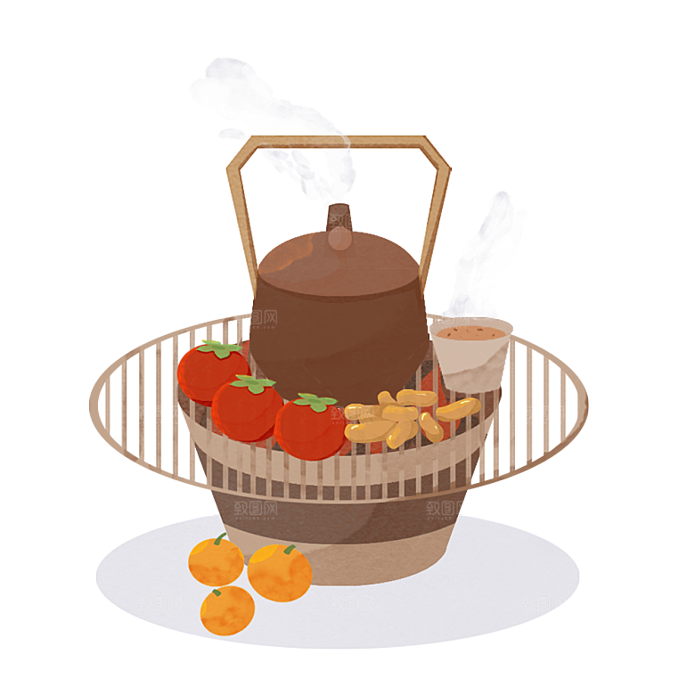 围炉煮茶可爱简约