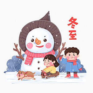 冬季可爱雪人插画