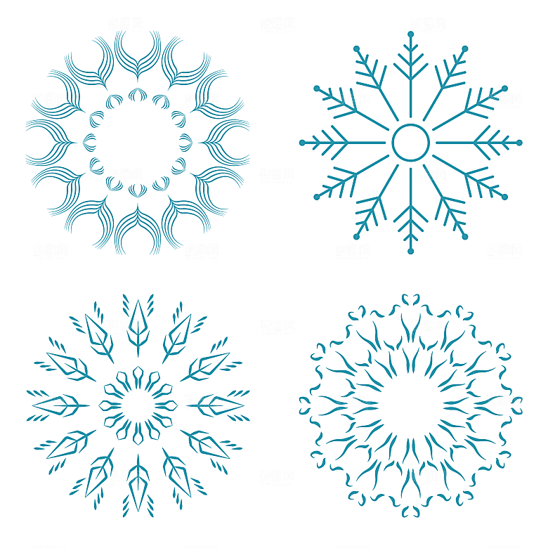 手绘卡通雪花矢量元素