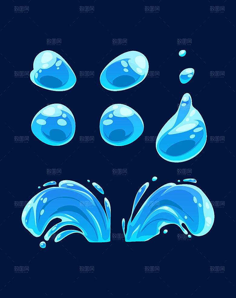 水滴形态卡通矢量元素