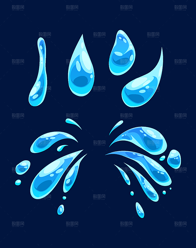 水滴形态卡通矢量元素