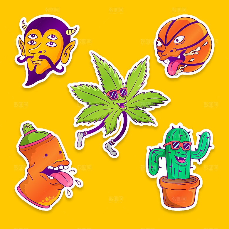 涂鸦潮流拟态物品元素
