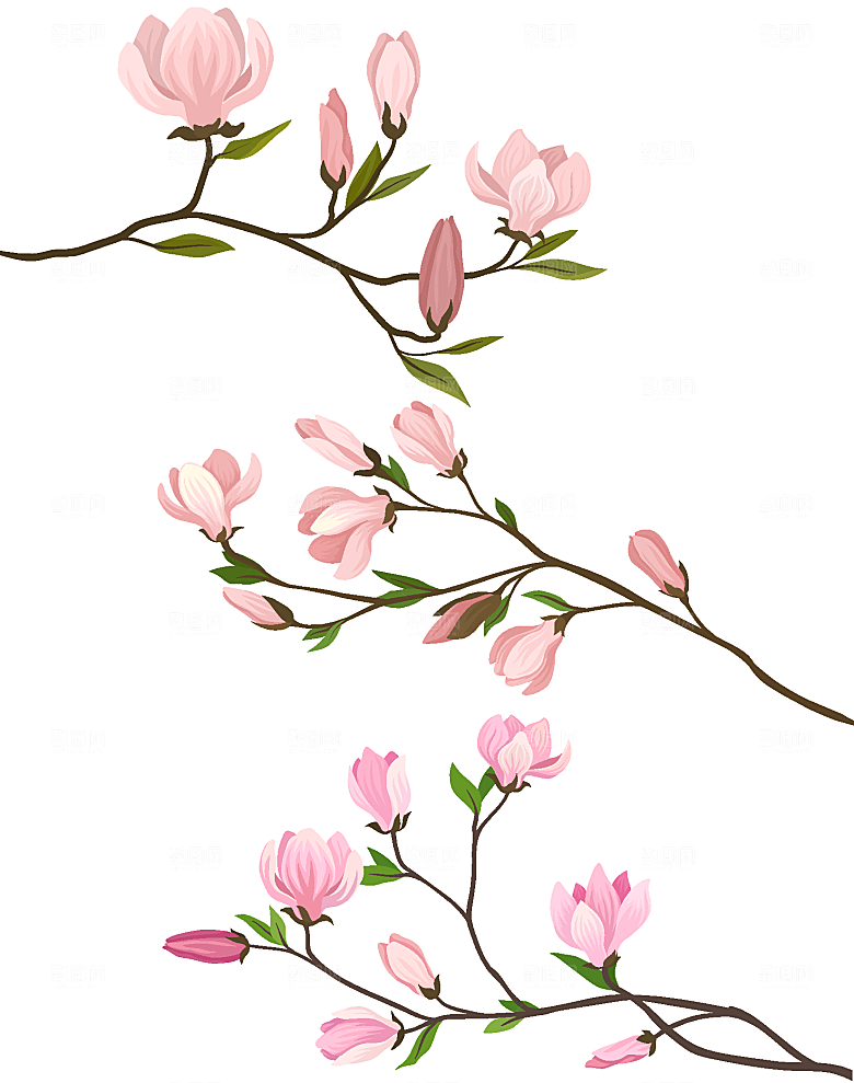 手绘桃花花卉矢量元素