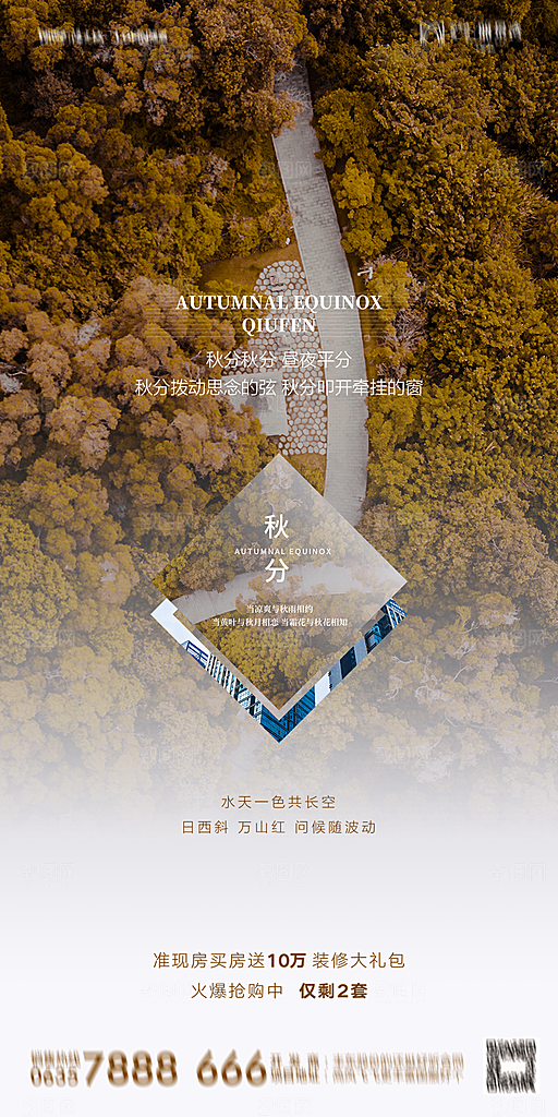 地产二十四节气秋分简约大气海报
