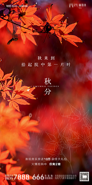 地产二十四节气秋分简约大气海报