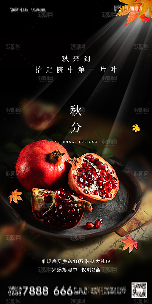 地产二十四节气秋分简约大气海报