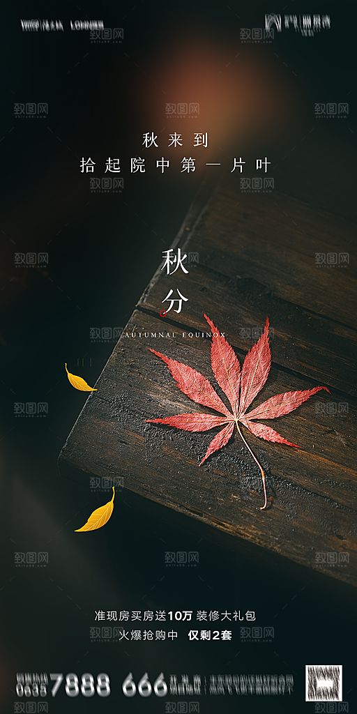 地产二十四节气秋分简约大气海报