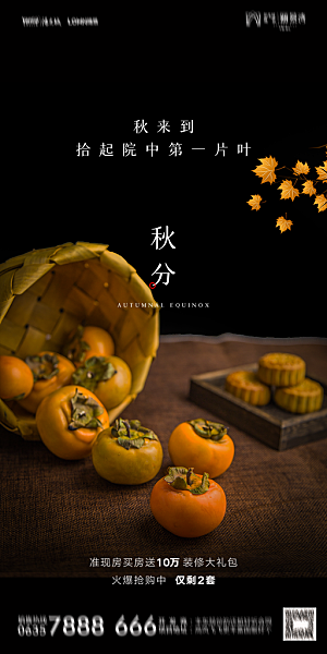 地产二十四节气秋分简约大气海报