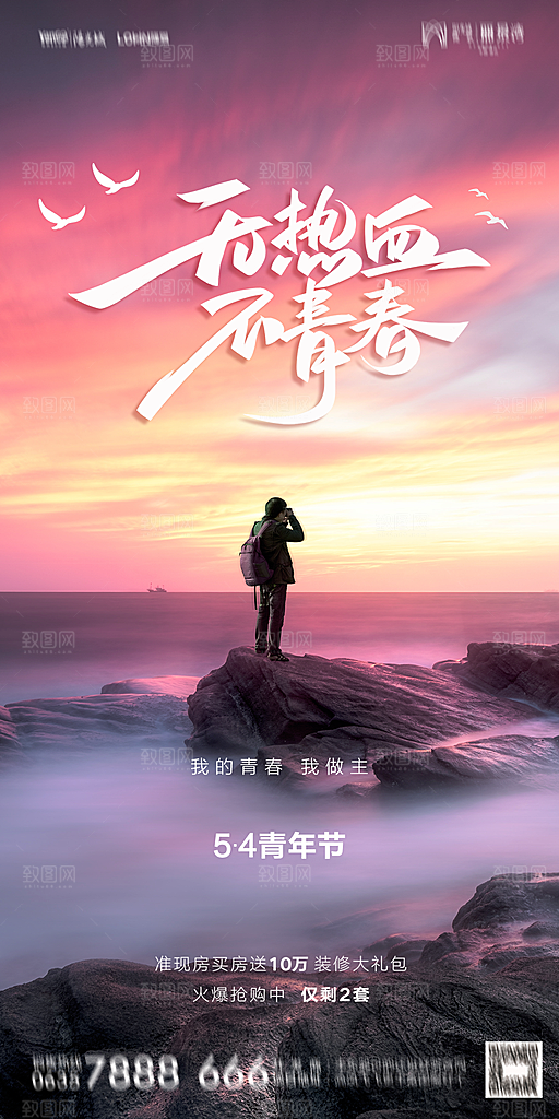 地产五四青年节简约大气海报