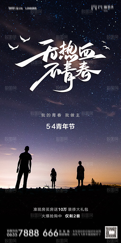 地产五四青年节简约大气海报