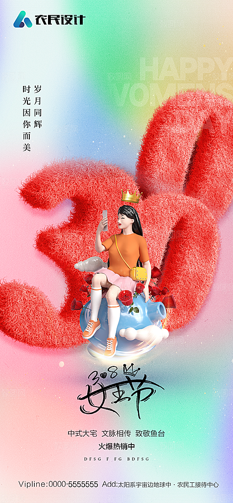 地产38妇女节女神节简约大气海报