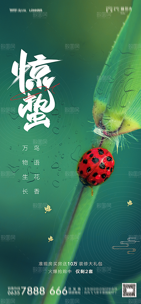 地产二十四节气惊蛰简约大气海报