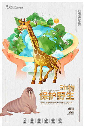保护野生动物宣传海报设计