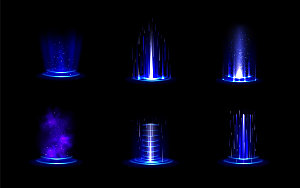 蓝色科技感光束光环矢量元素