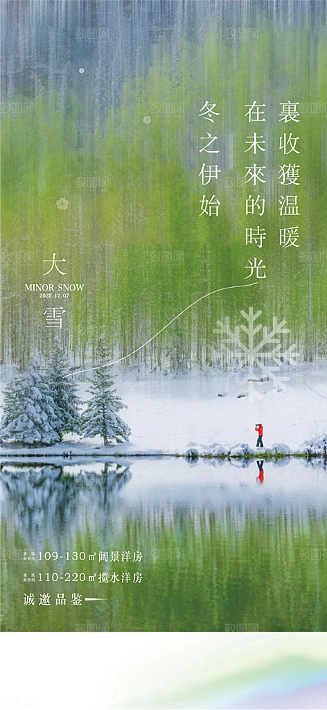中国传统节大雪简约素雅手机海报