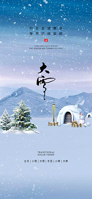 中国传统节大雪简约素雅手机海报