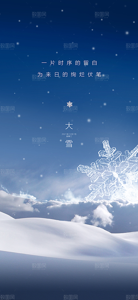 中国传统节大雪简约素雅手机海报